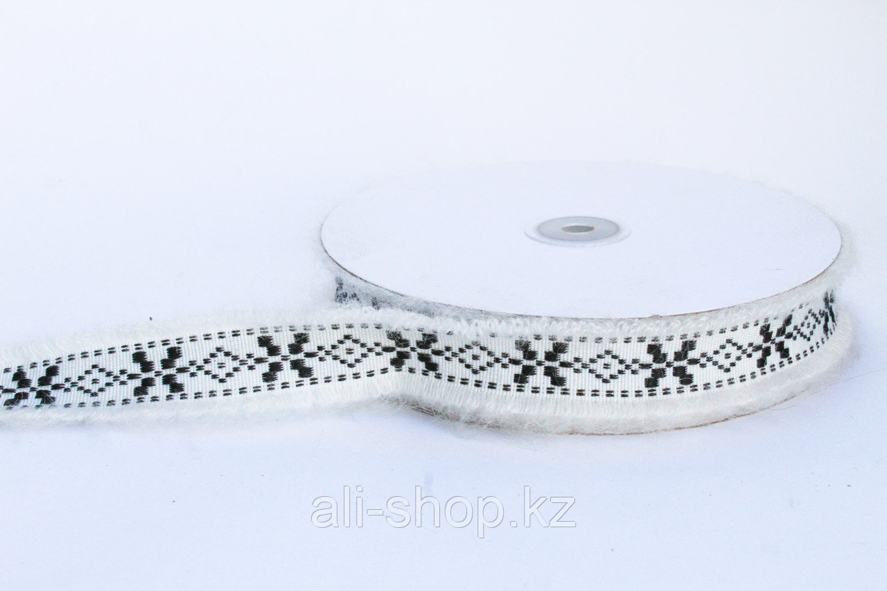 Декоративная лента для одежды с бахромой, черно-белая - фото 1 - id-p97450598