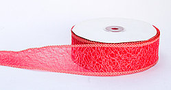 Декоративная лента паутинка, кружевная полу-прозрачная, красная, 3.5 см