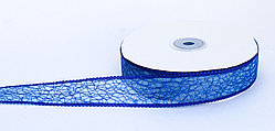 Декоративная лента паутинка, кружевная полу-прозрачная, синяя, 2.5 см