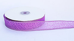 Декоративная лента паутинка, кружевная полу-прозрачная, фиолетовая, 2.5 см