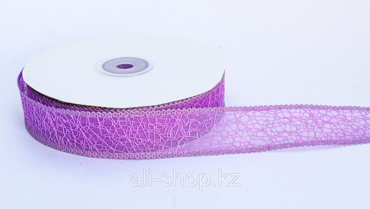 Декоративная лента паутинка, кружевная полу-прозрачная, фиолетовая, 2.5 см - фото 1 - id-p97450801