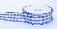 Лента репсовая (из плотной ткани), бело-голубая, 5 см