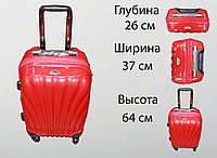 Пластиковый чемодан на 4 колесах, М, красный