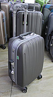 Пластиковый чемодан на колесах, "JLY", серый, маленького размера