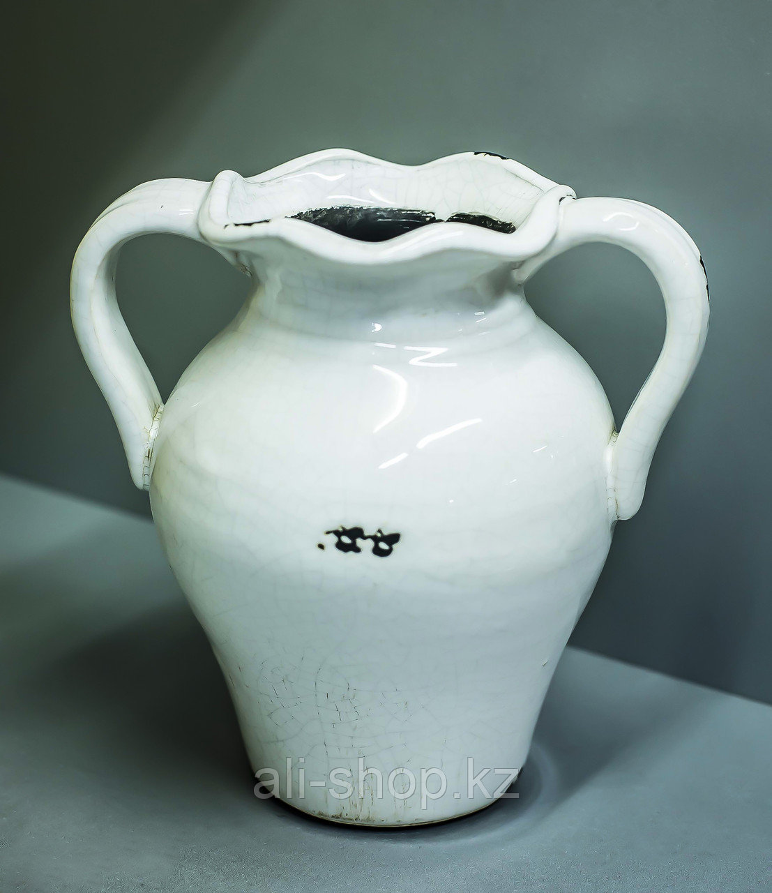 Декоративная настольная ваза "Кувшин с ручками" (керамика,белая),21см - фото 1 - id-p97456131