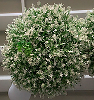 Искусственный самшит, шар (цветы белые) без кашпо, D40 см