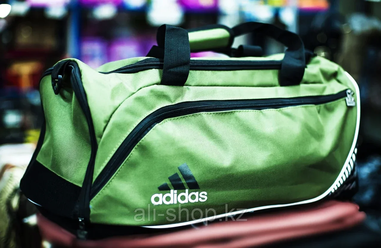 Спортивная дорожная сумка "ADIDAS", большая (зеленая с черными ручками)