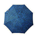 Женский зонт-трость c принтом "леопард", синий, полуавтомат, фото 2