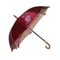 Женский зонт-трость полуавтомат, бордовый с перламутром