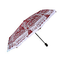 Полуавтоматический складной женский зонт Monsoon "Городской пейзаж", с рюшами