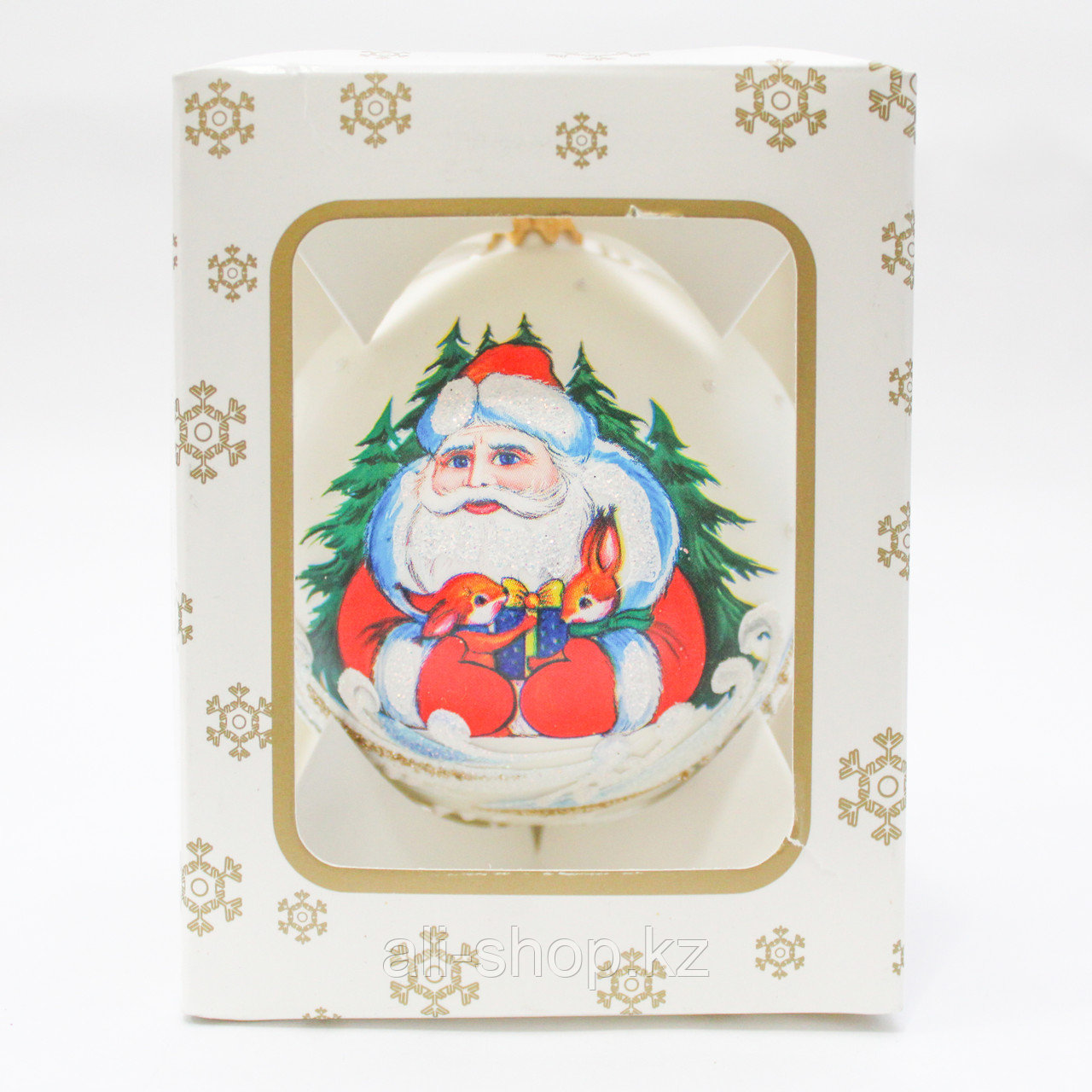 Коллекционный елочный шар, "Сказочный Дед Мороз", белый - фото 1 - id-p97463288