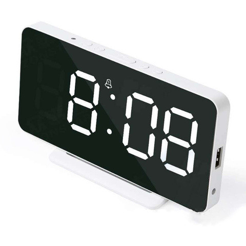 Часы-термометр настольные/настенные электронные iClock Smart Alarm с зеркальным LED-дисплеем (Красный) - фото 5 - id-p97463455