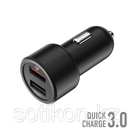 Зарядное устройство автомобильное OLMIO АЗУ 30W, USBx2, 5.4A, QC3.0, Smart IC черный, фото 2