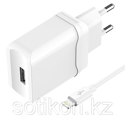 Зарядное устройство сетевое Olmio USB, 2.4A, Smart IC +lightning кабель, фото 2