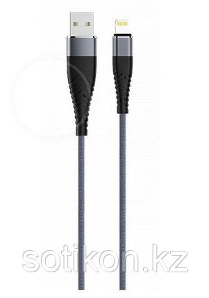 Кабель Olmio Solid, USB 2.0 - lightning, 1.2м, 2.1A, усиленный, цвет титановый, фото 2
