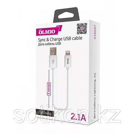 Кабель Olmio USB 2.0 - Lightning, 2м, белый, фото 2