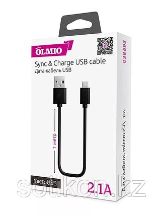 Кабель Olmio USB 2.0 - microUSB, 2м, 2.1A, черный, фото 2