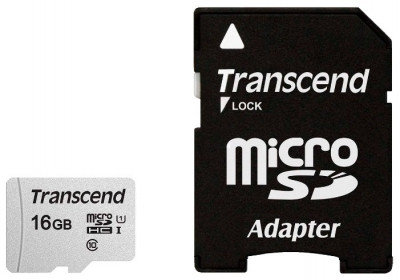 Карта памяти MicroSD 16GB Class 10 U1 Transcend TS16GUSD300S-A, фото 2