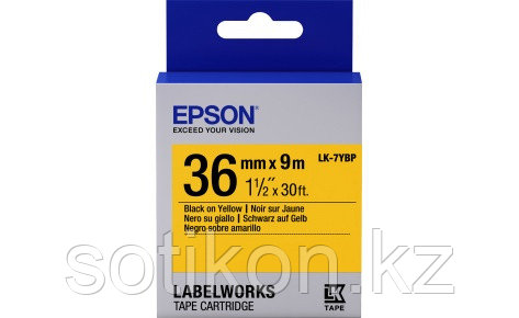 Лента Epson C53S657005 LK-7YBP Пастельная лента 36мм,Желт./Черн., 9м, фото 2