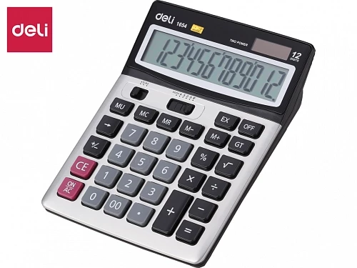 Калькулятор настольный DELI "1654" 12 разрядный серый
