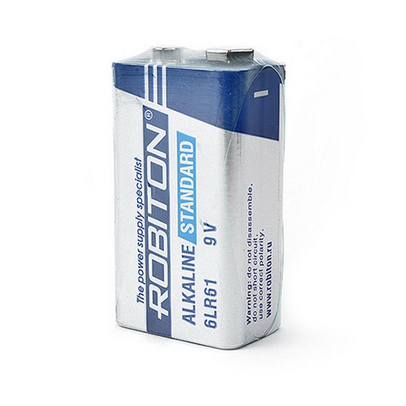 Батарейка алкалиновая Robiton STANDARD Alkaline, 6LR61-SR1, 9В, крона, плёнка, 1 шт.