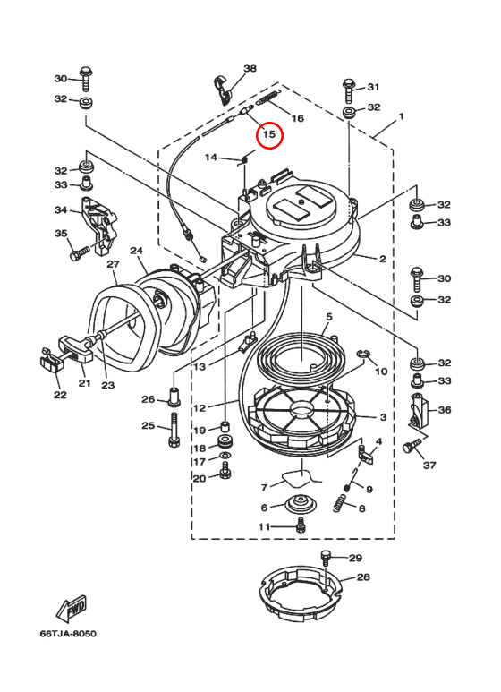 Трос старт/стоп Yamaha Y 40 CABLE STARTER ROPE 66T157700000 - фото 2 - id-p61640049