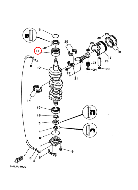 Подшипник коленвала верх Yamaha Y 75-90 +50 93310636U400 - фото 2 - id-p61486478