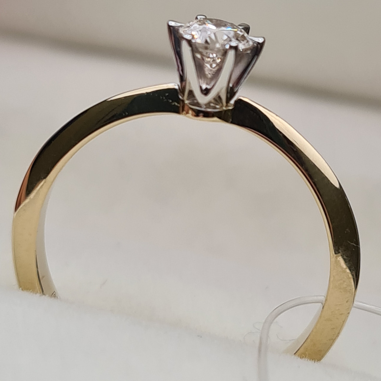 Золотое кольцо с бриллиантом 0,19Сt VS1/K, VG-Cut - фото 8 - id-p97476971
