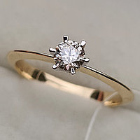 Золотое кольцо с бриллиантом 0,18Сt I1/L, VG-Cut, фото 1