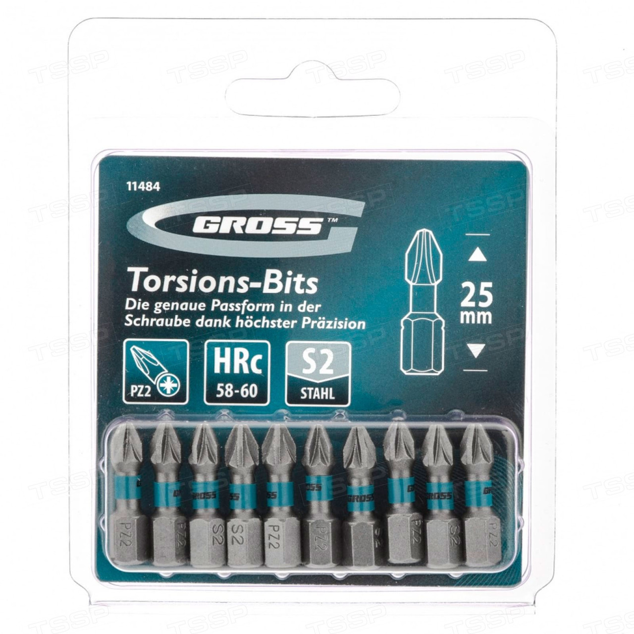 Набор бит торсионных Gross Pz2*25 11484