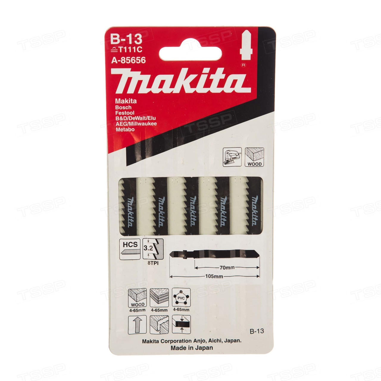Пилки для лобзика Makita A-85656 B-13 5шт.