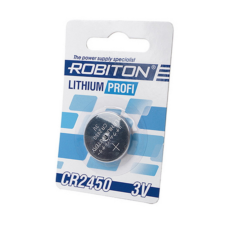 Батарейка литиевая Robiton PROFI, CR2450-BL1, 3В, блистер, 1 шт.