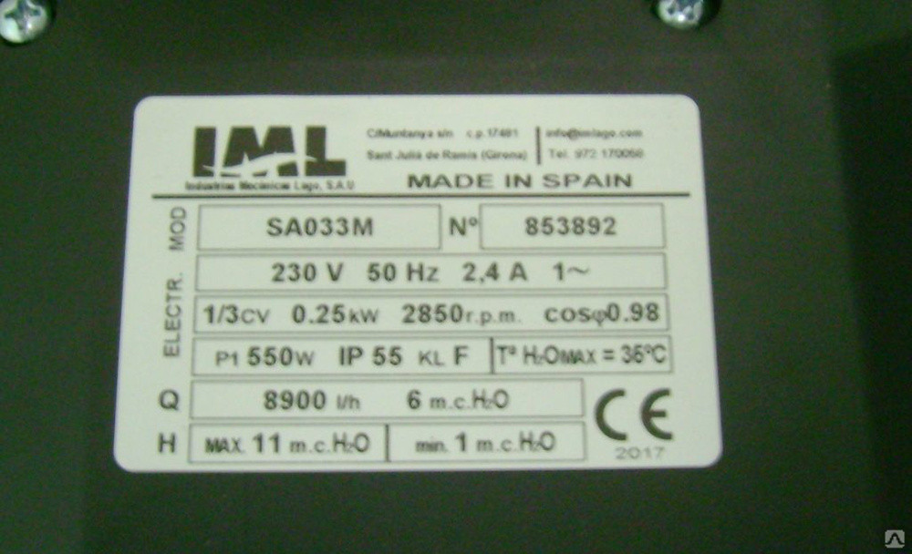 Насос IML America SA100М c префильтром для бассейна (Производительность 15,5 м3/ч) - фото 8 - id-p97507180