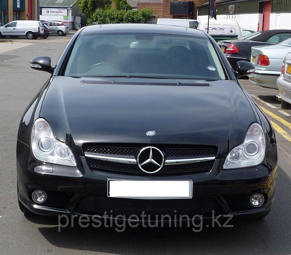 Решетка радиатора на CLS-class W219 2004-08 в стиле AMG (Черный глянец и хром полоски) - фото 7 - id-p97507483