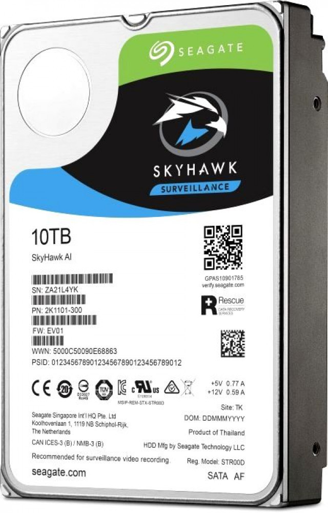 Жесткий диск HDD для видеонаблюдения 10Tb Seagate SkyHawk AI Survelilance ST10000VE0008