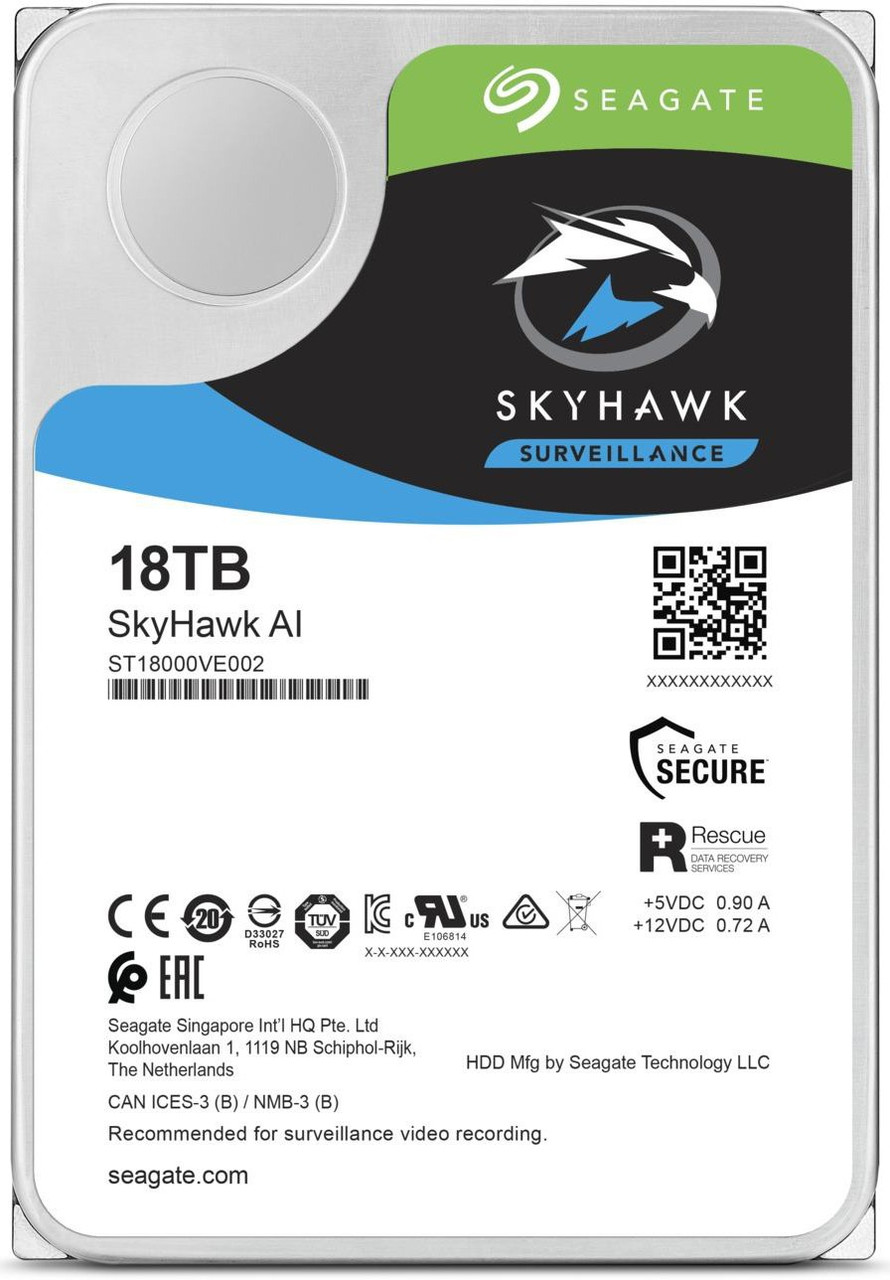 Жесткий диск HDD для видеонаблюдения 18Tb Seagate SkyHawk AI Survelilance ST18000VE002