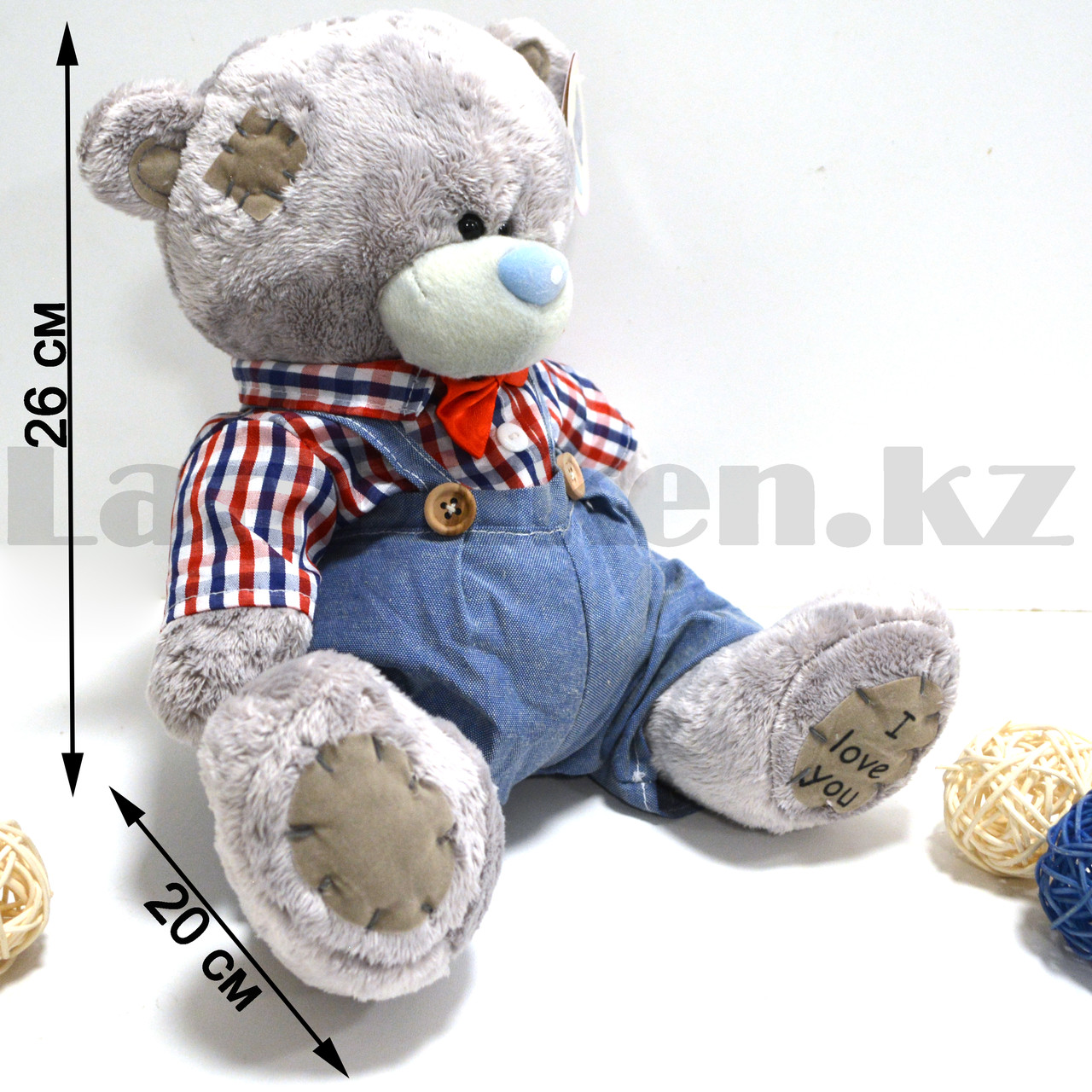 Мягкая игрушка "Мишка Тедди" в комбинезоне плюшевая 26 см - фото 2 - id-p97513725