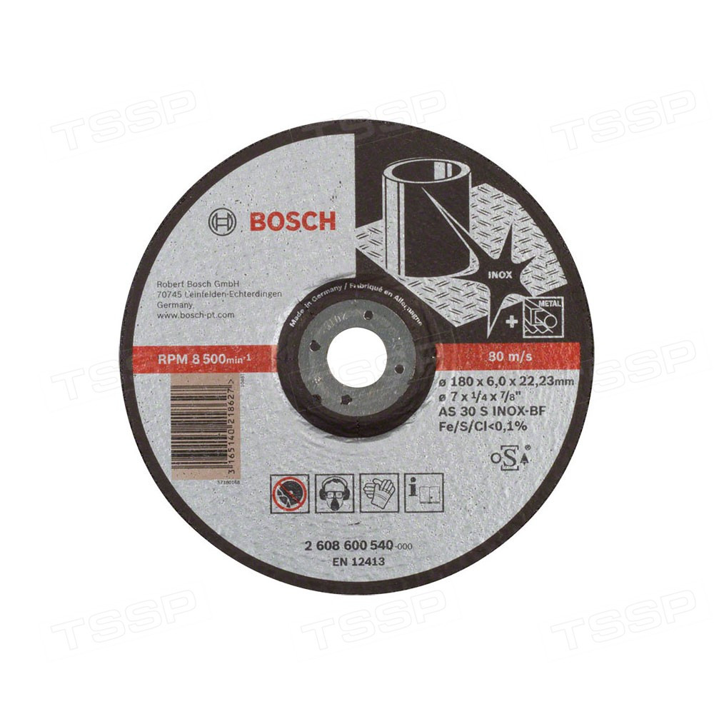 Диск шлифовальный по металлу Bosch 180*6*22,3мм Expert for Inox 2608600540