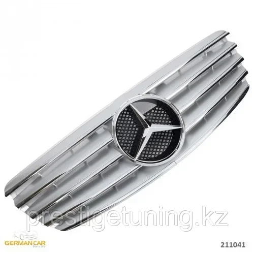 Решетка радиатора на E-class W211 2002-06 стиль AMG (Серебро и хром полоски) - фото 1 - id-p97515954