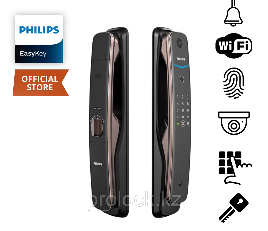 Электронный замок — Philips 702-1HW Videolock (с видеодомофоном) black