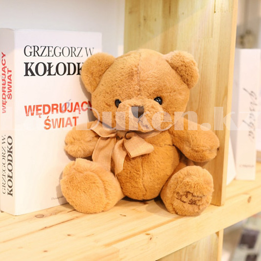 Мягкая игрушка медвежонок с бантом плюшевая 25 см коричневая - фото 4 - id-p97526077