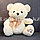 Мягкая игрушка медвежонок с бантом плюшевая 25 см бежевая, фото 3
