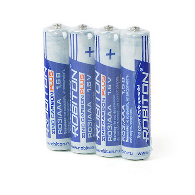 Батарейка солевая Robiton Plus, AАA, R03-SR4, 1.5В, плёнка, цена за 1 шт.