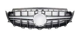 Решетка радиатора на E-Class W213 2016-21 стиль стиль E63 AMG (Черные и серебро полоски)