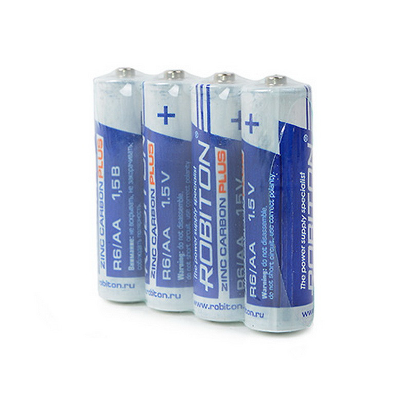 Батарейка солевая Robiton Plus, AА, R6-SR4, 1.5В, плёнка, цена за 1 шт.