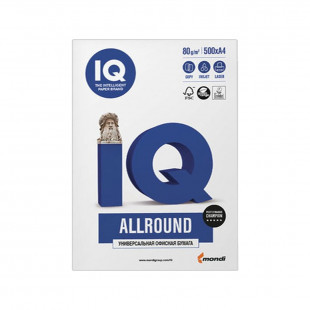 Бумага IQ Allround формат A4, 80г / м2, 500л,CIE 160%, класс В+