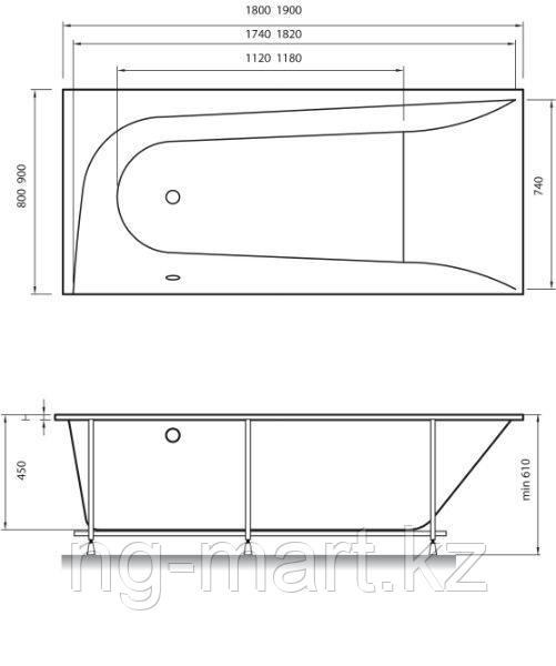 Акриловая ванна Vayer Boomerang 190x90 L - фото 3 - id-p97552056