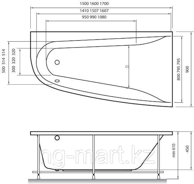 Акриловая ванна Vayer Boomerang 170х90 R - фото 4 - id-p97552073