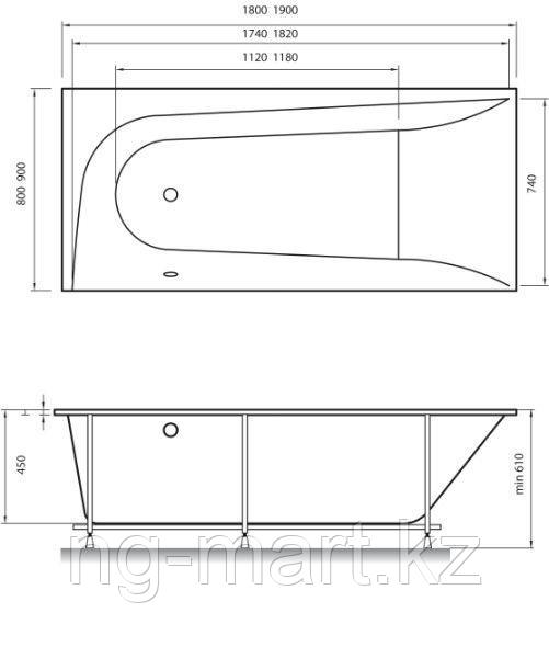 Акриловая ванна Vayer Boomerang 190x90 R - фото 3 - id-p97552125