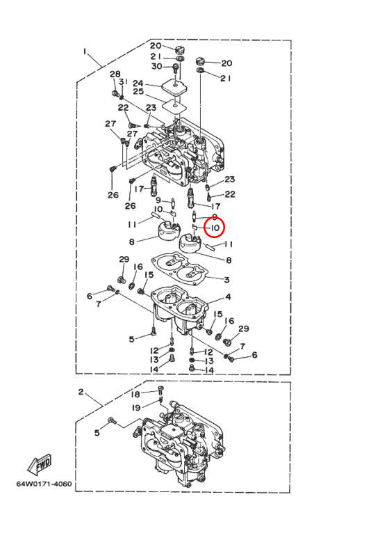 Держатель иглы карбюратора Yamaha Y 40-250 6E51415900 - фото 1 - id-p61486397